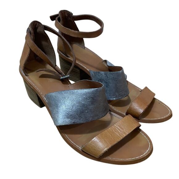 Madewell Brown and Silver Heeled Sandals - Picture 1 of 11
